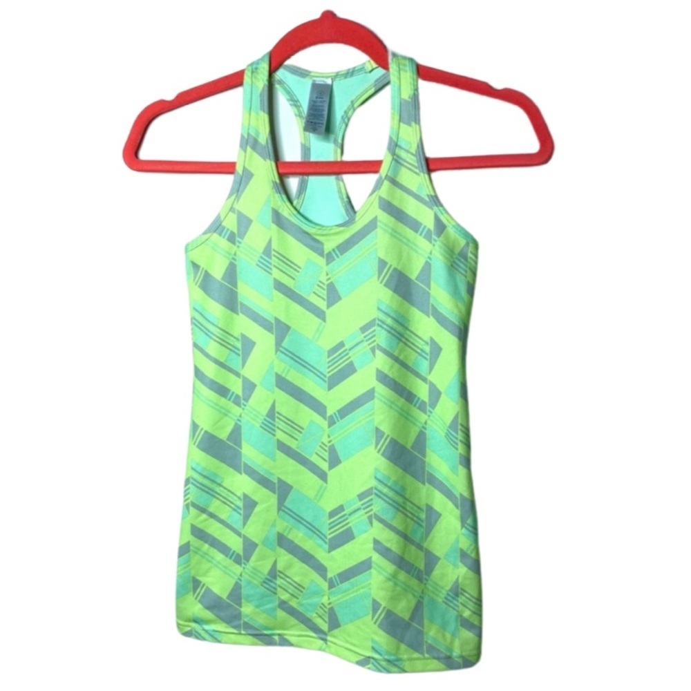 Ivivva girl Neon green mint racerback tank top size 12 B9